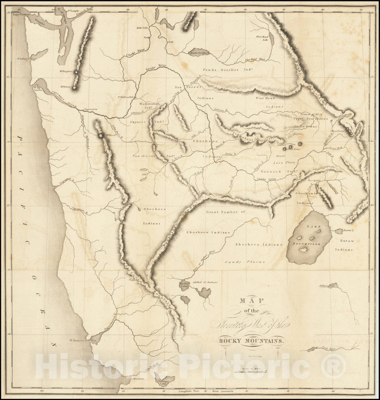 Historic Map : Territory West of the Rocky Mountains, 1837 v2, Vintage Wall Art