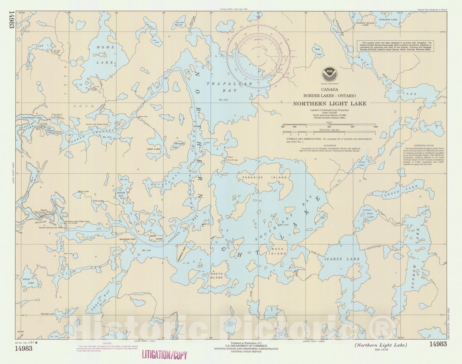 Historic Nautical Map - Northern Light Lake, MN, 1991 NOAA Chart - Vintage Wall Art