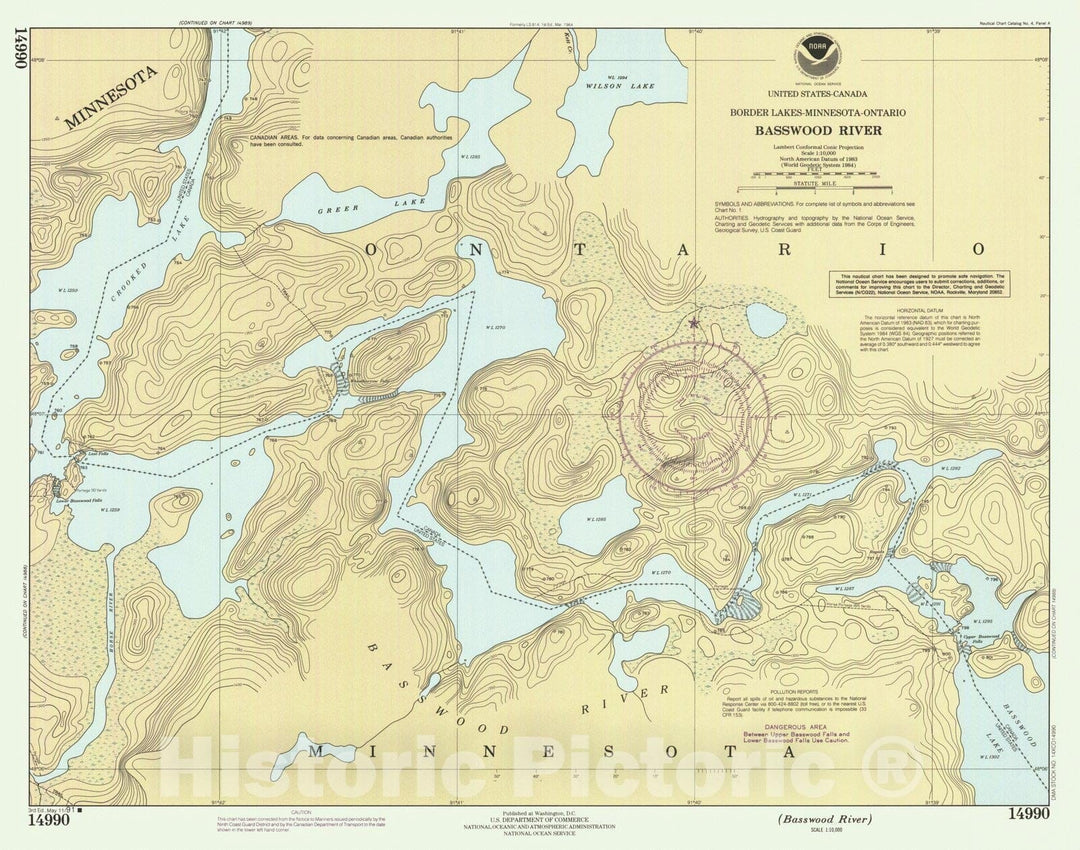 Historic Nautical Map - Basswood River, MN, 1991 NOAA Chart - Vintage Wall Art