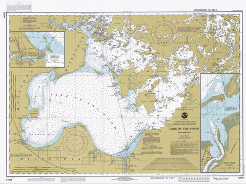 Historic Nautical Map - Lake Of The Woods, MN, 1985 NOAA Chart - Vintage Wall Art