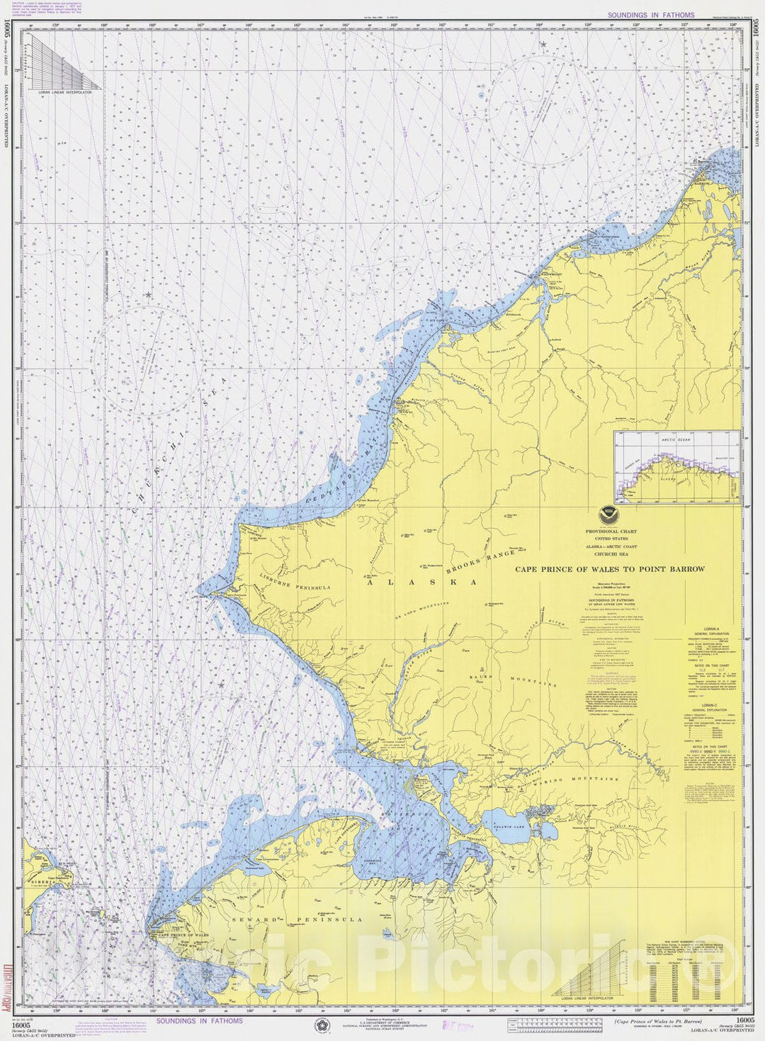 Historic Nautical Map - Cape Prince Of Wales To Pt Barrow, AK, 1976 NOAA Chart - Vintage Wall Art