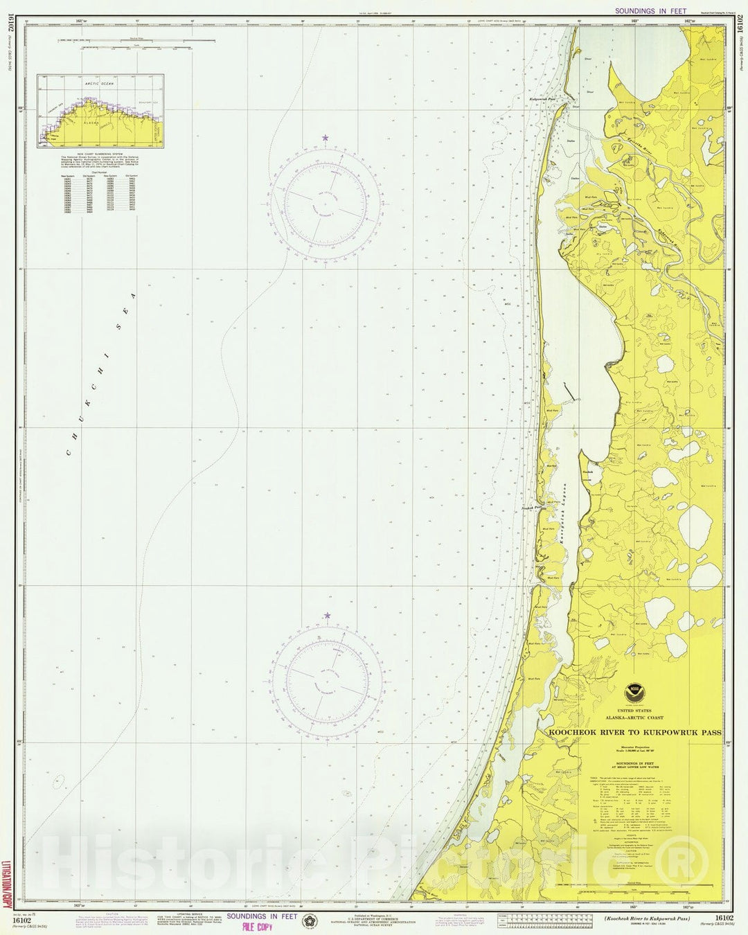 Historic Nautical Map - Koocheok River To Kukpowruk Pass, AK, 1975 NOAA Chart - Vintage Wall Art