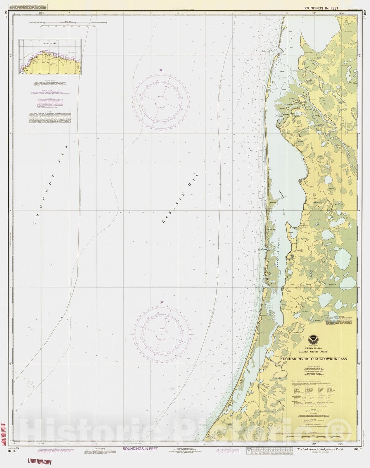 Historic Nautical Map - Kuchiak River To The Kukpowruk Pass, AK, 1991 NOAA Chart - Vintage Wall Art