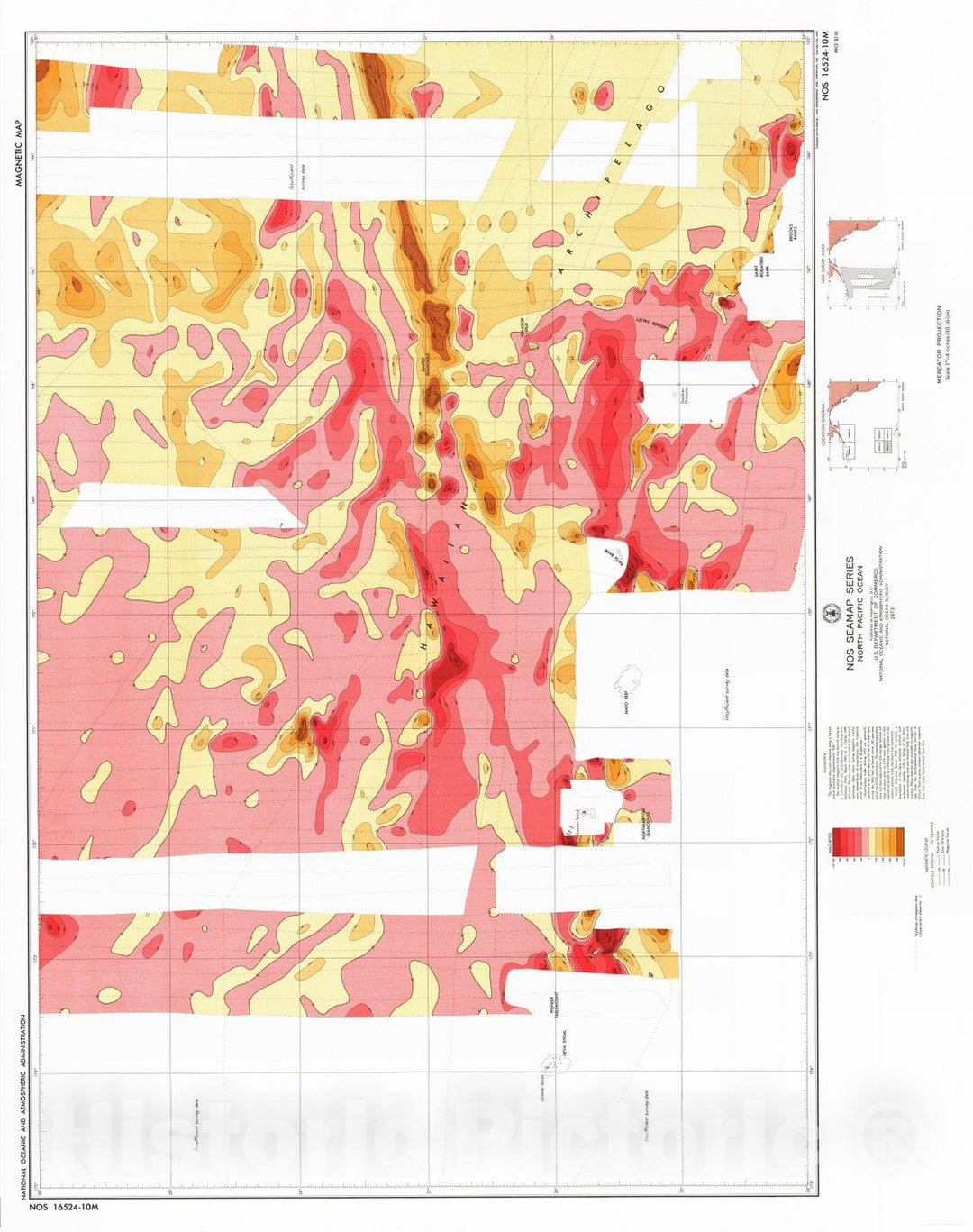 Historic Nautical Map - North Pacific Ocean, HI, 1973 NOAA Magnetic - Vintage Wall Art