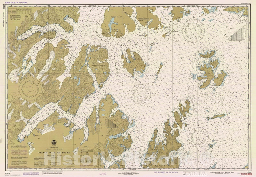 Historic Nautical Map - Prince William Sound Western Part, AK, 1982 NOAA Chart - Vintage Wall Art