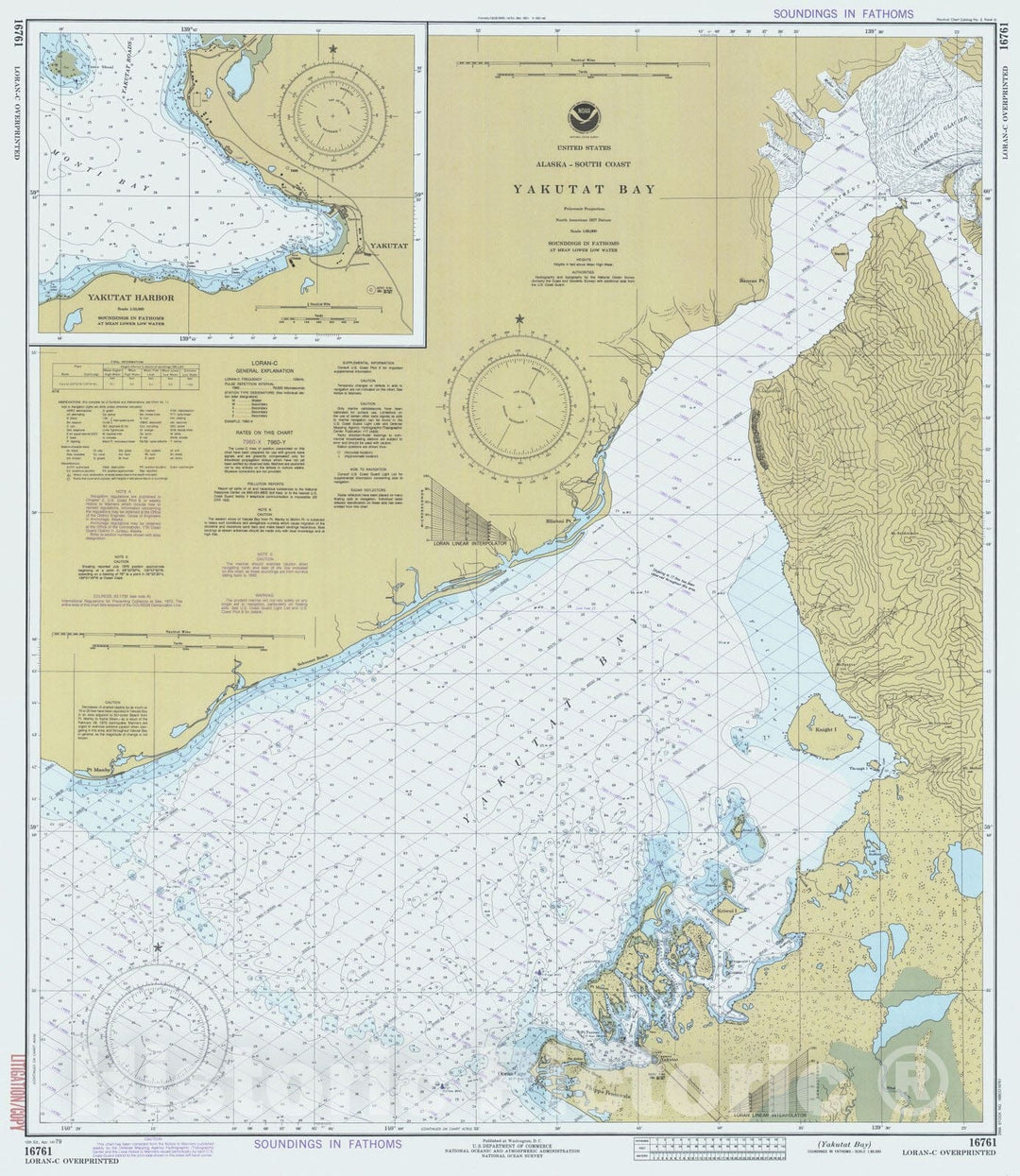 Historic Nautical Map - Yakutat Bay, AK, 1979 NOAA Chart - Vintage Wall Art