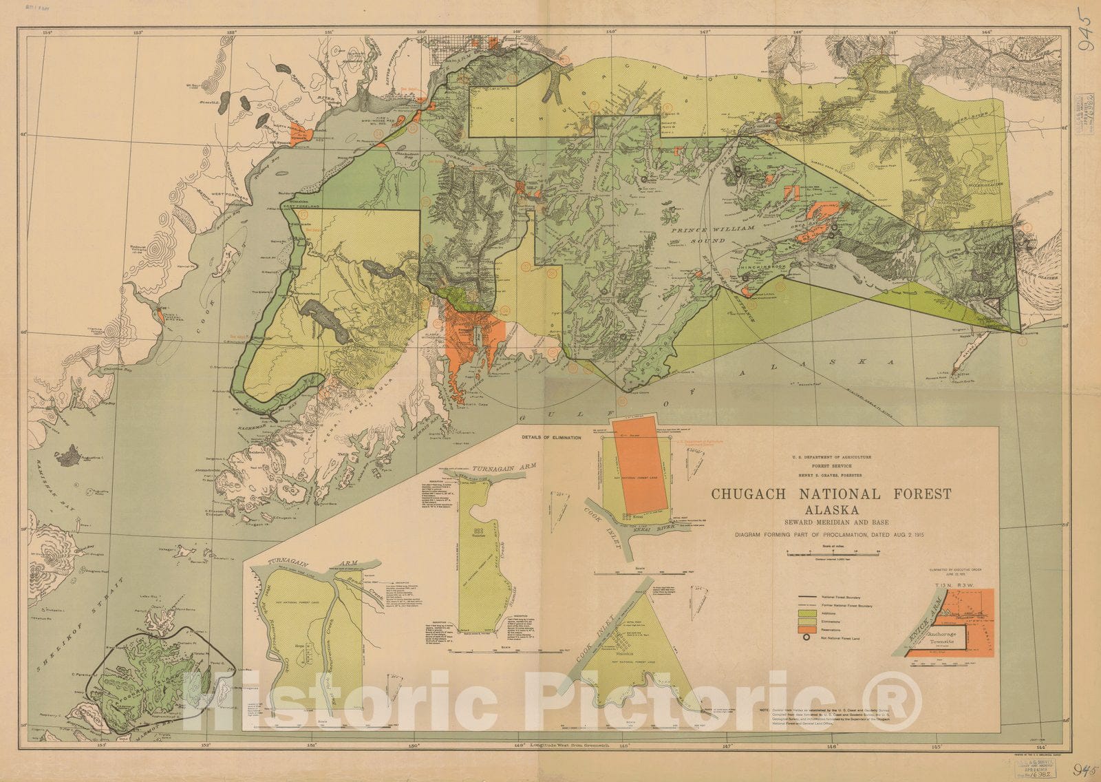 Historic Nautical Map - Chugach National Forest Alaska Seward Meridian And Base, AK, 1919 NOAA Topographic - Vintage Wall Art