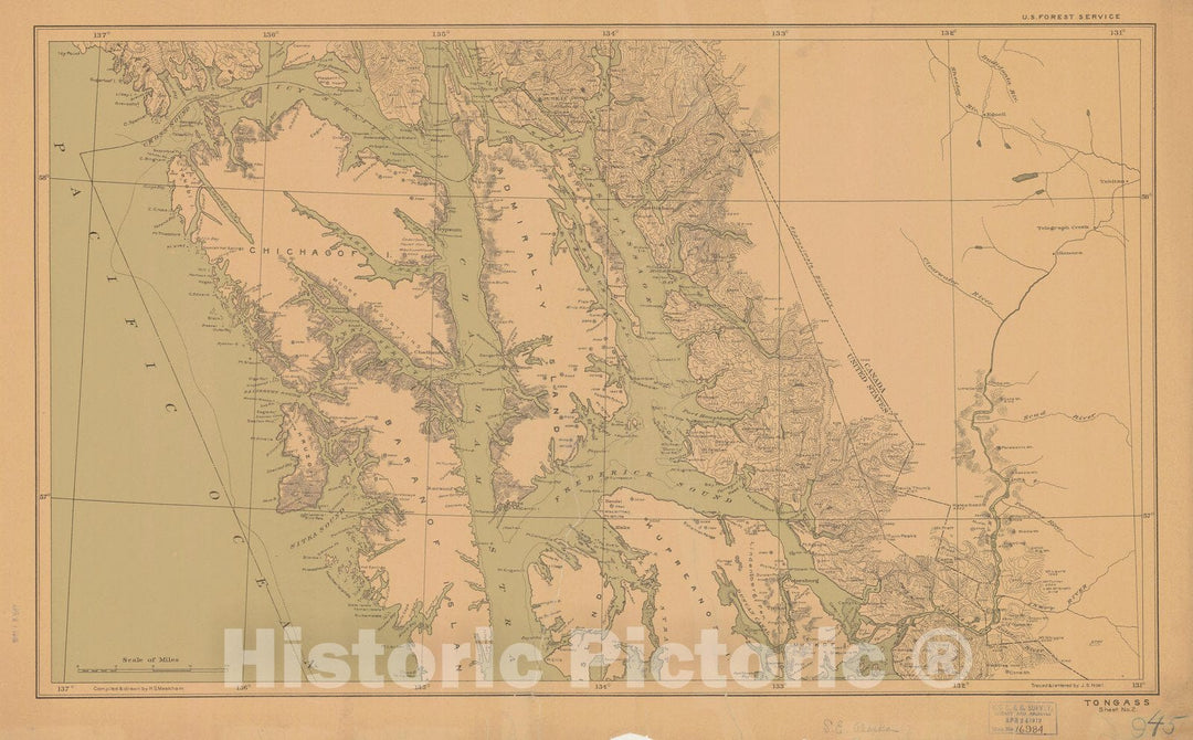 Historic Nautical Map - Tongass, AK, 1919 NOAA Base Historic Nautical Map - Vintage Wall Art