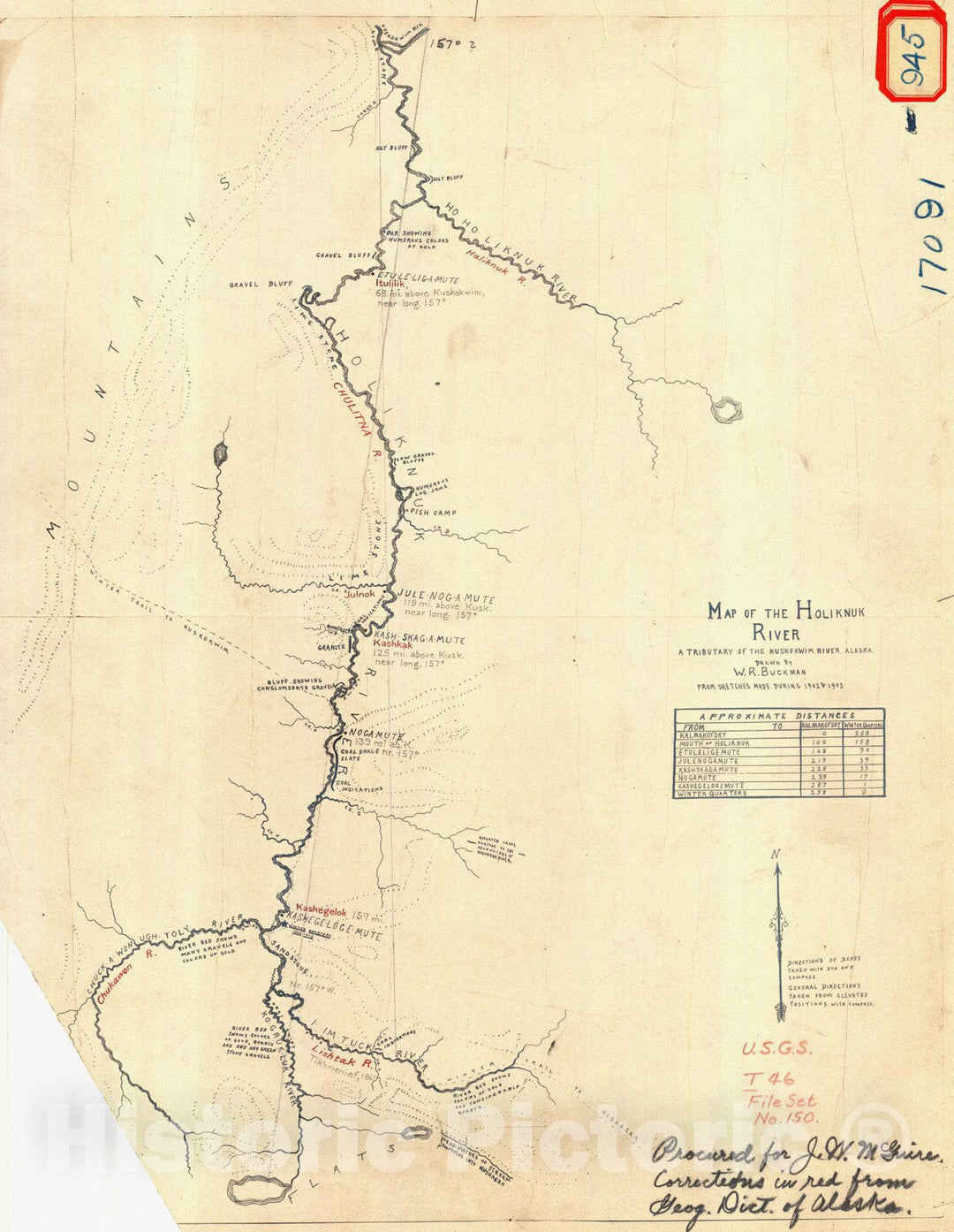 Historic Nautical Map - Map Of The Holiknuk River, AK, 1902 NOAA Cartographic - Vintage Wall Art