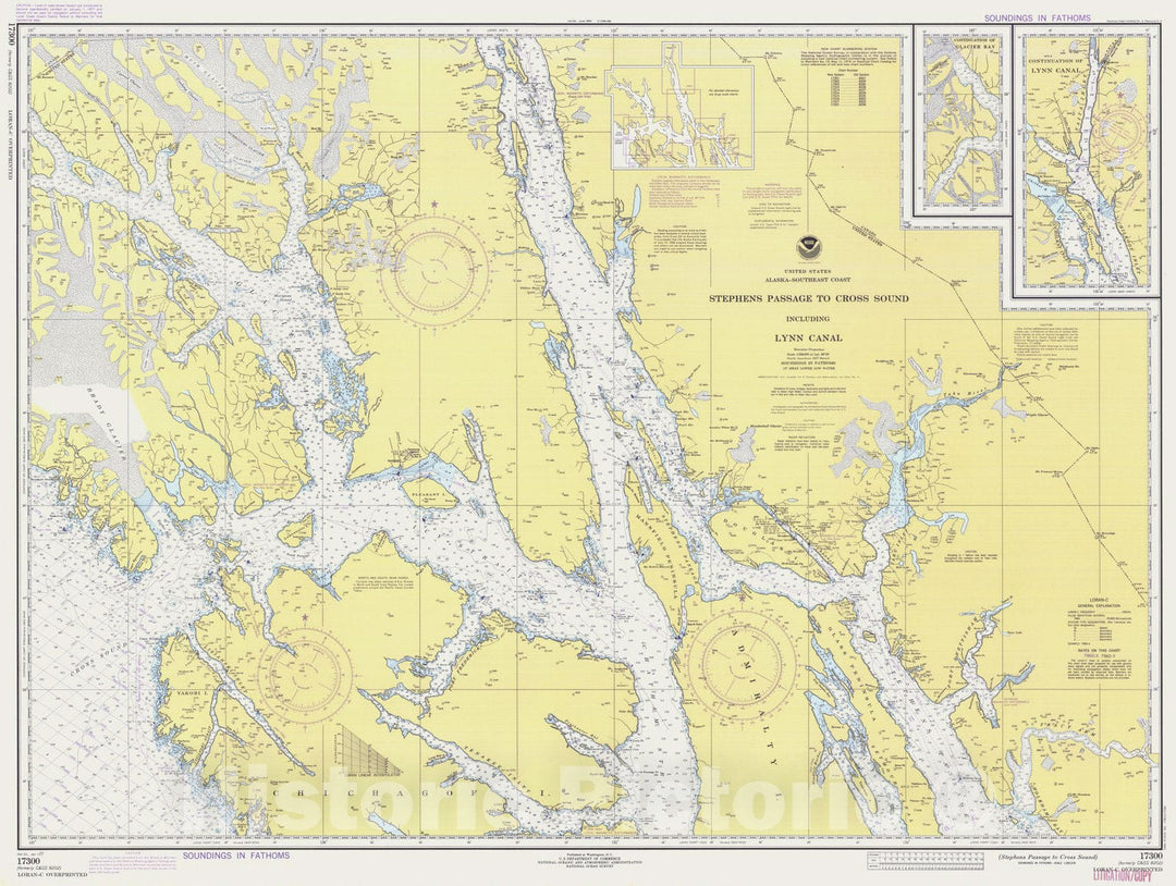 Historic Nautical Map - Stephens Passage To Cross Sound, AK, 1977 NOAA Chart - Vintage Wall Art