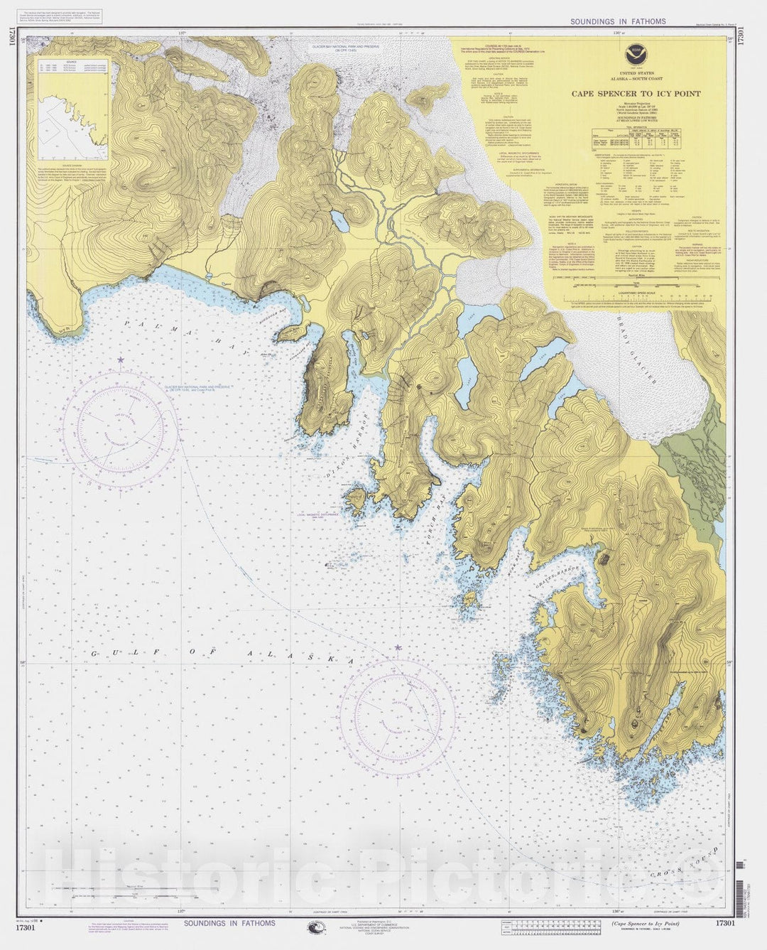 Historic Nautical Map - Cape Spencer To Icy Point, AK, 1998 NOAA Chart - Vintage Wall Art