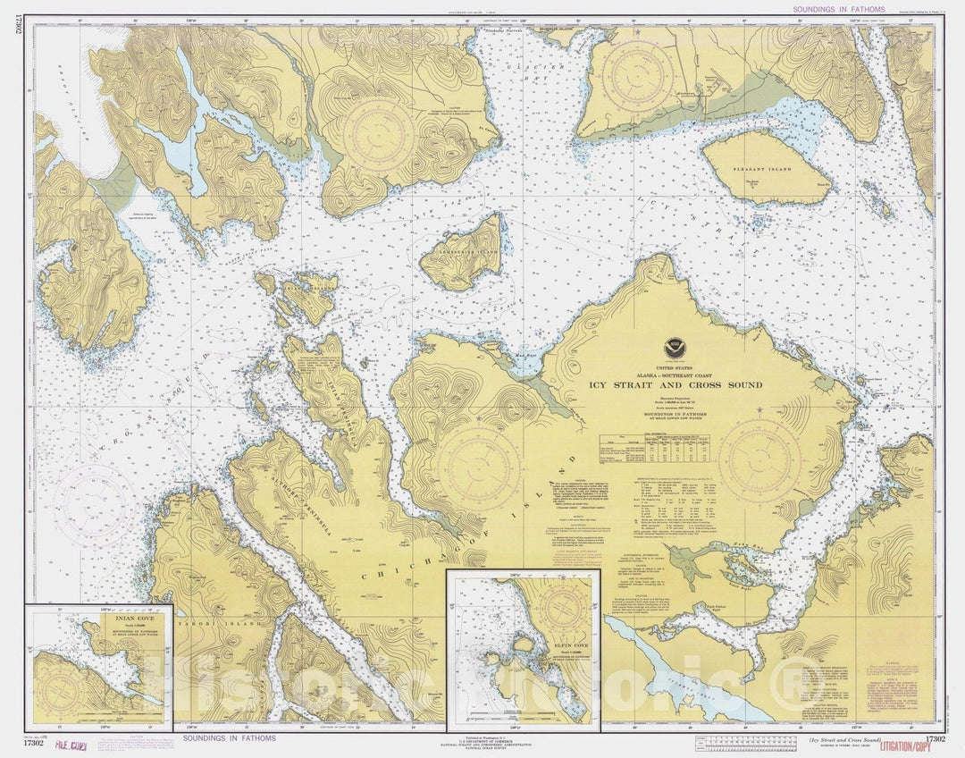 Historic Nautical Map - Icy Strait And Cross Sound, AK, 1978 NOAA Chart - Vintage Wall Art