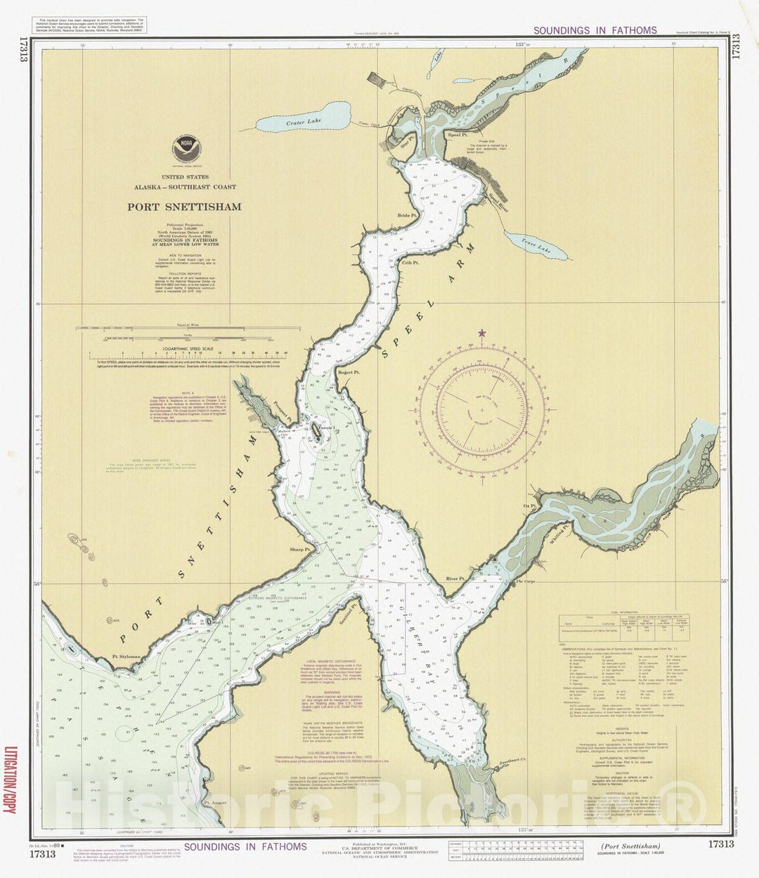 Historic Nautical Map - Port Snettisham, AK, 1989 NOAA Chart - Vintage Wall Art