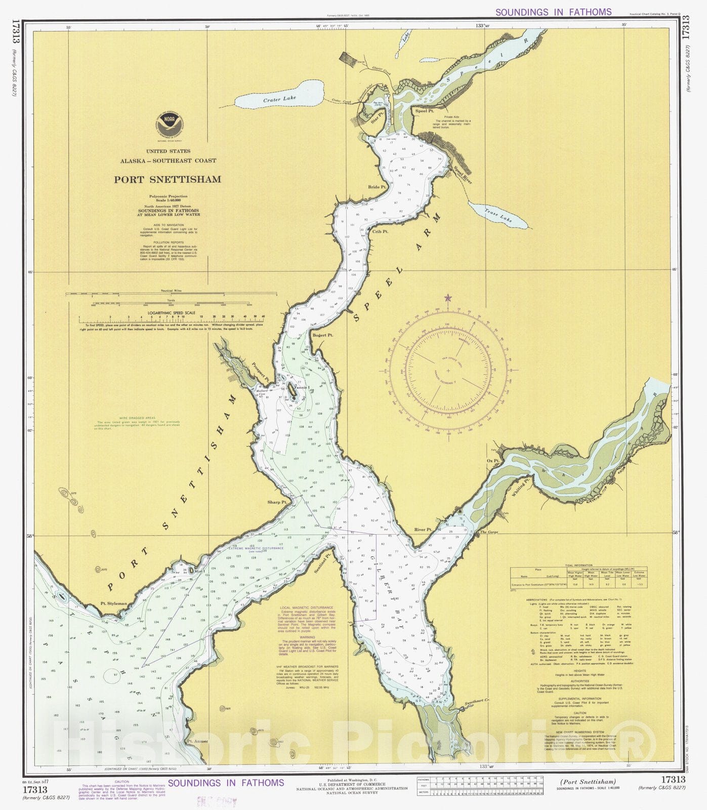 Historic Nautical Map - Port Snettisham, AK, 1977 NOAA Chart - Vintage Wall Art