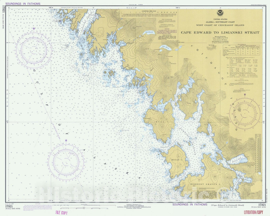 Historic Nautical Map - Cape Edward To Lisianski Strait, AK, 1977 NOAA Chart - Vintage Wall Art