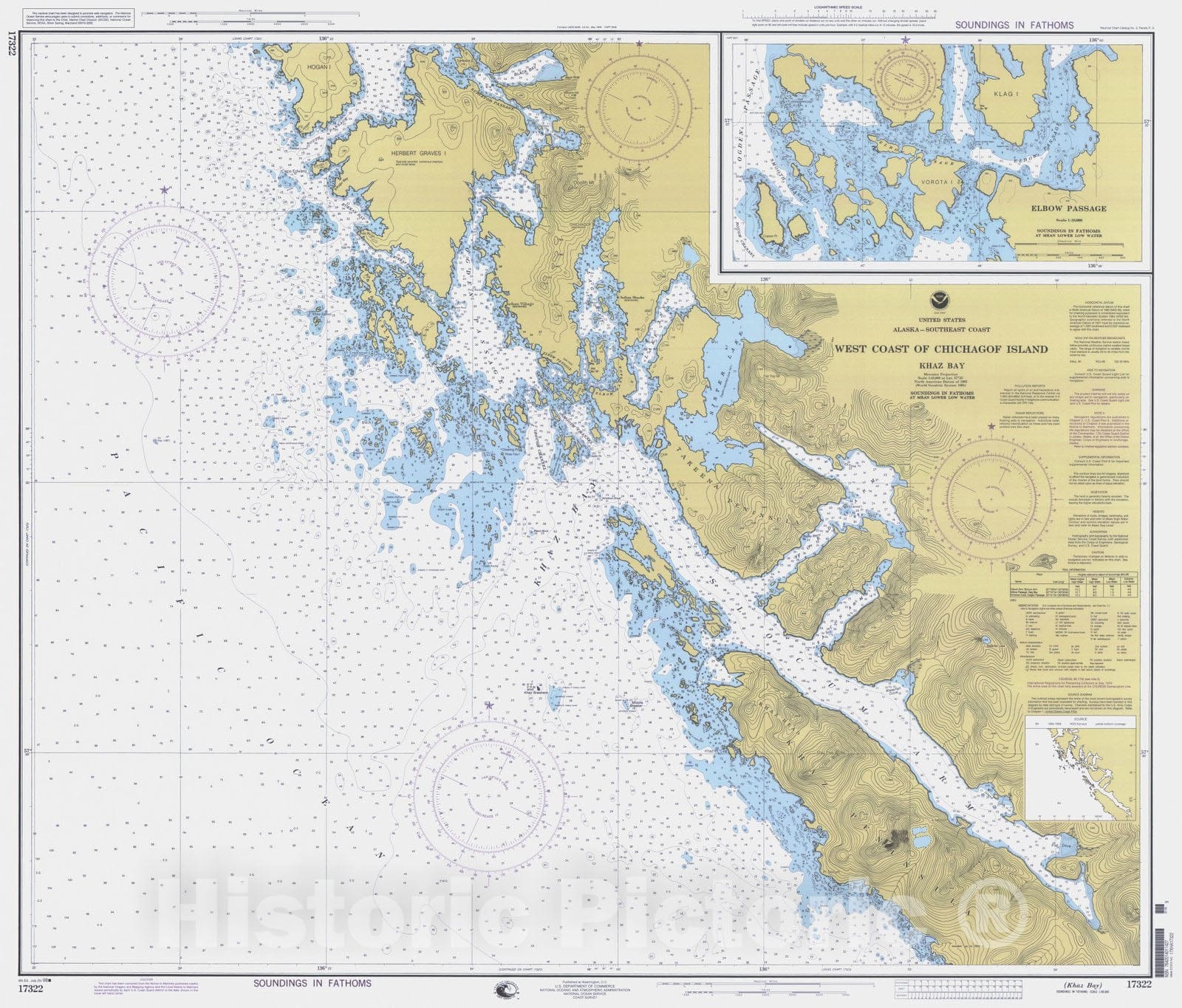 Historic Nautical Map - Khaz Bay, AK, 1998 NOAA Chart - Vintage Wall Art