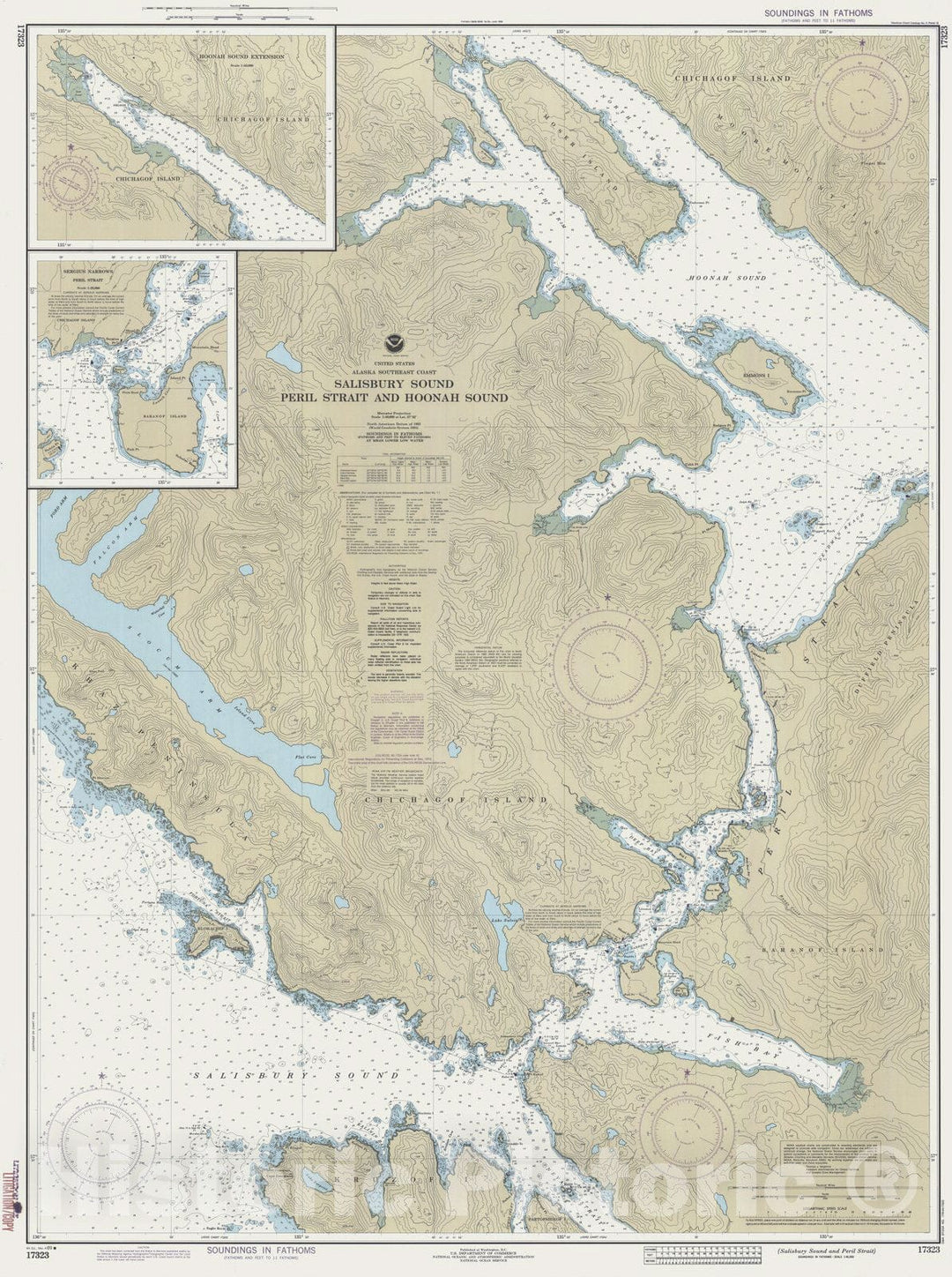 Historic Nautical Map - Salisbury Sound And Peril Strait, AK, 1989 NOAA Chart - Vintage Wall Art