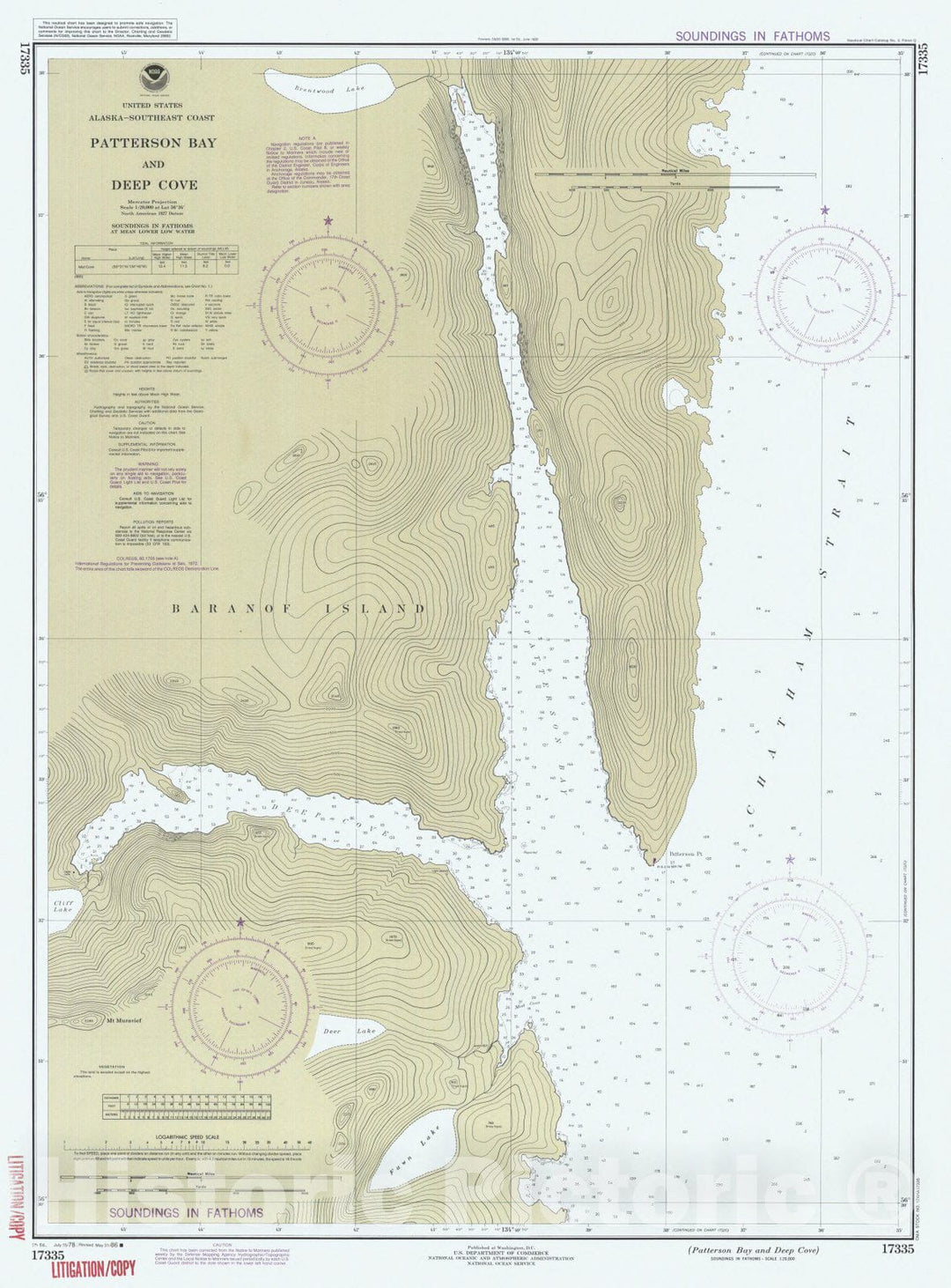 Historic Nautical Map - Patterson Bay And Deep Cove, AK, 1986 NOAA Chart - Vintage Wall Art