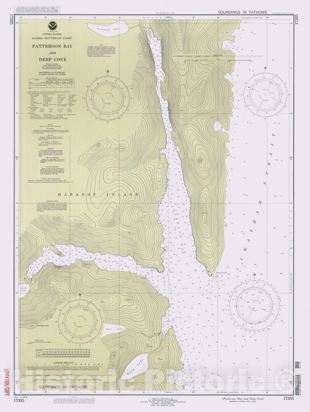 Historic Nautical Map - Patterson Bay And Deep Cove, AK, 1992 NOAA Chart - Vintage Wall Art