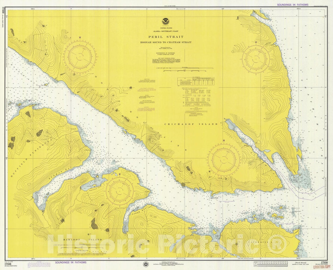 Historic Nautical Map - Peril Strait, AK, 1975 NOAA Chart - Vintage Wall Art