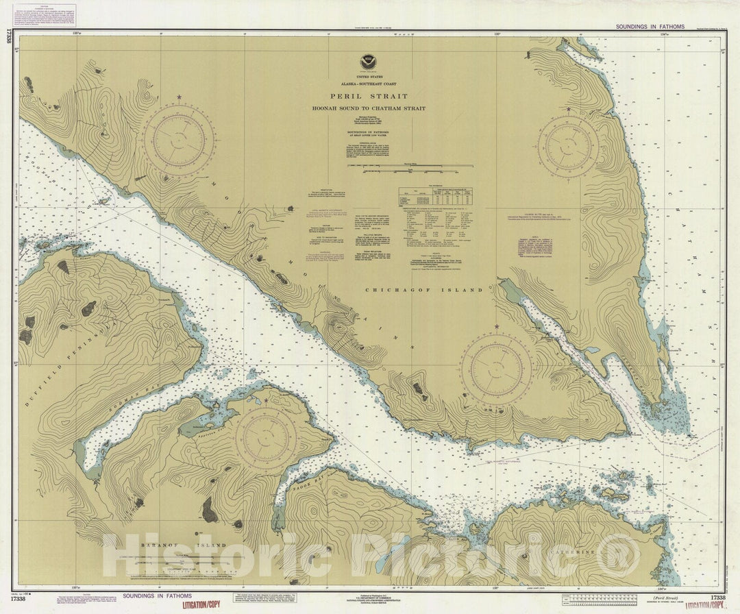 Historic Nautical Map - Peril Strait, AK, 1990 NOAA Chart - Vintage Wall Art