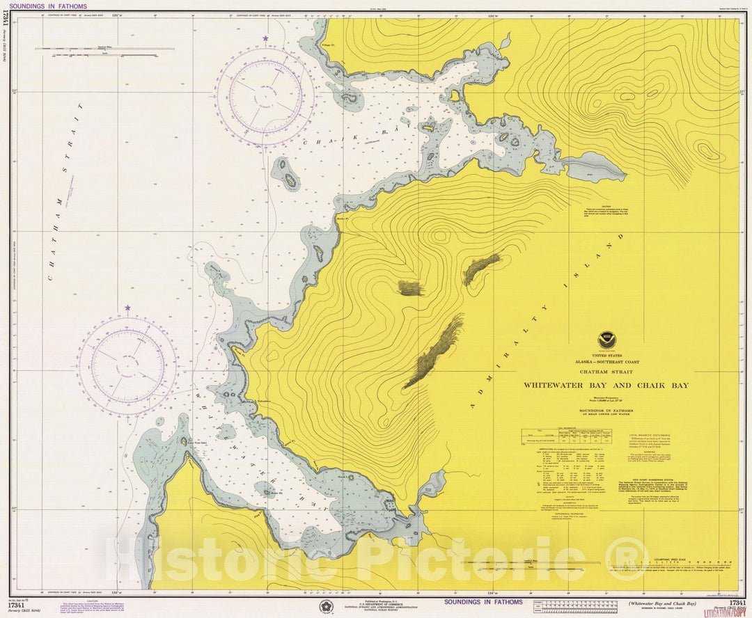 Historic Nautical Map - Whitewater Bay And Chaik Bay, AK, 1975 NOAA Chart - Vintage Wall Art