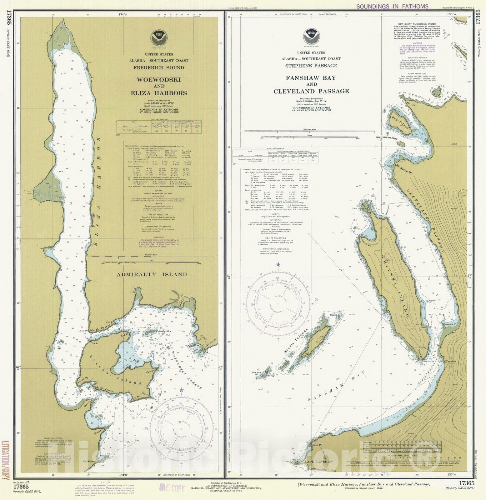 Historic Nautical Map - Woewodski And Eliza Harbors Fanshaw Bay And Cleveland Passage, AK, 1977 NOAA Chart - Vintage Wall Art