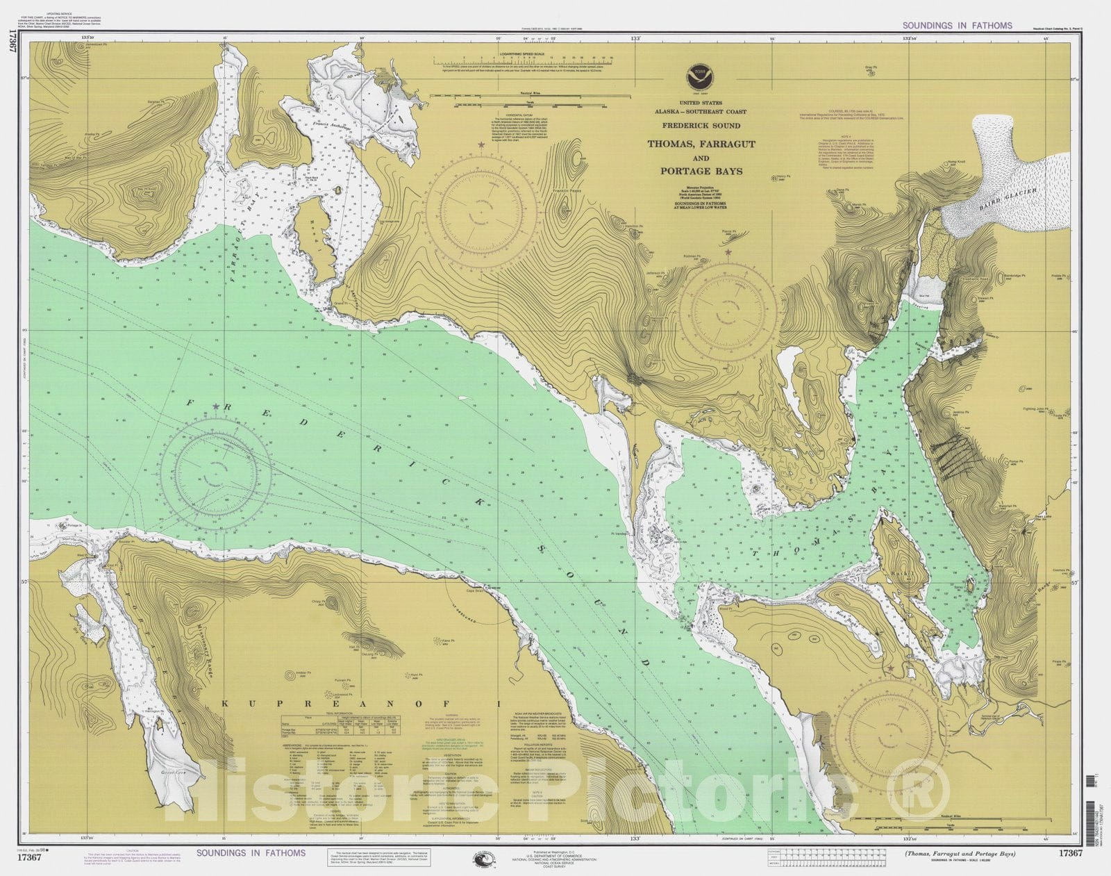 Historic Nautical Map - Thomas Farragut And Portage Bays, AK, 1998 NOAA Chart - Vintage Wall Art