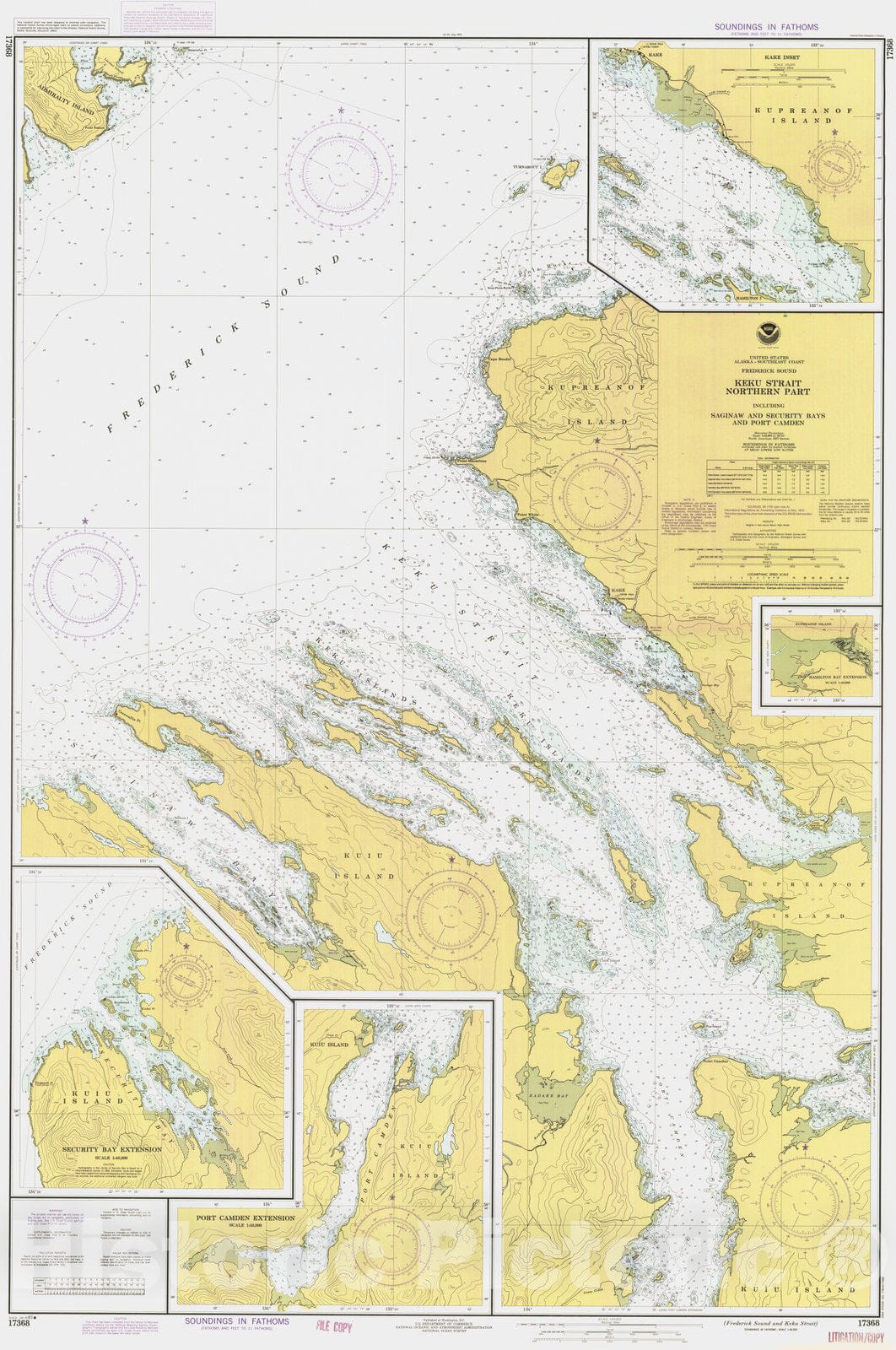 Historic Nautical Map - Frederick Sound And Keku Strait, AK, 1983 NOAA Chart - Vintage Wall Art