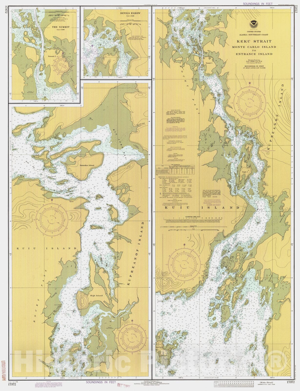 Historic Nautical Map - Keku Strait, AK, 1978 NOAA Chart - Vintage Wall Art