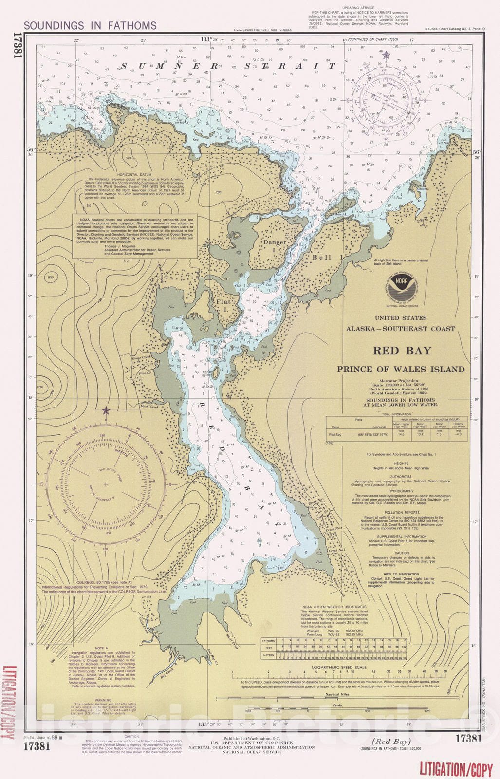 Historic Nautical Map - Red Bay, AK, 1989 NOAA Chart - Vintage Wall Art