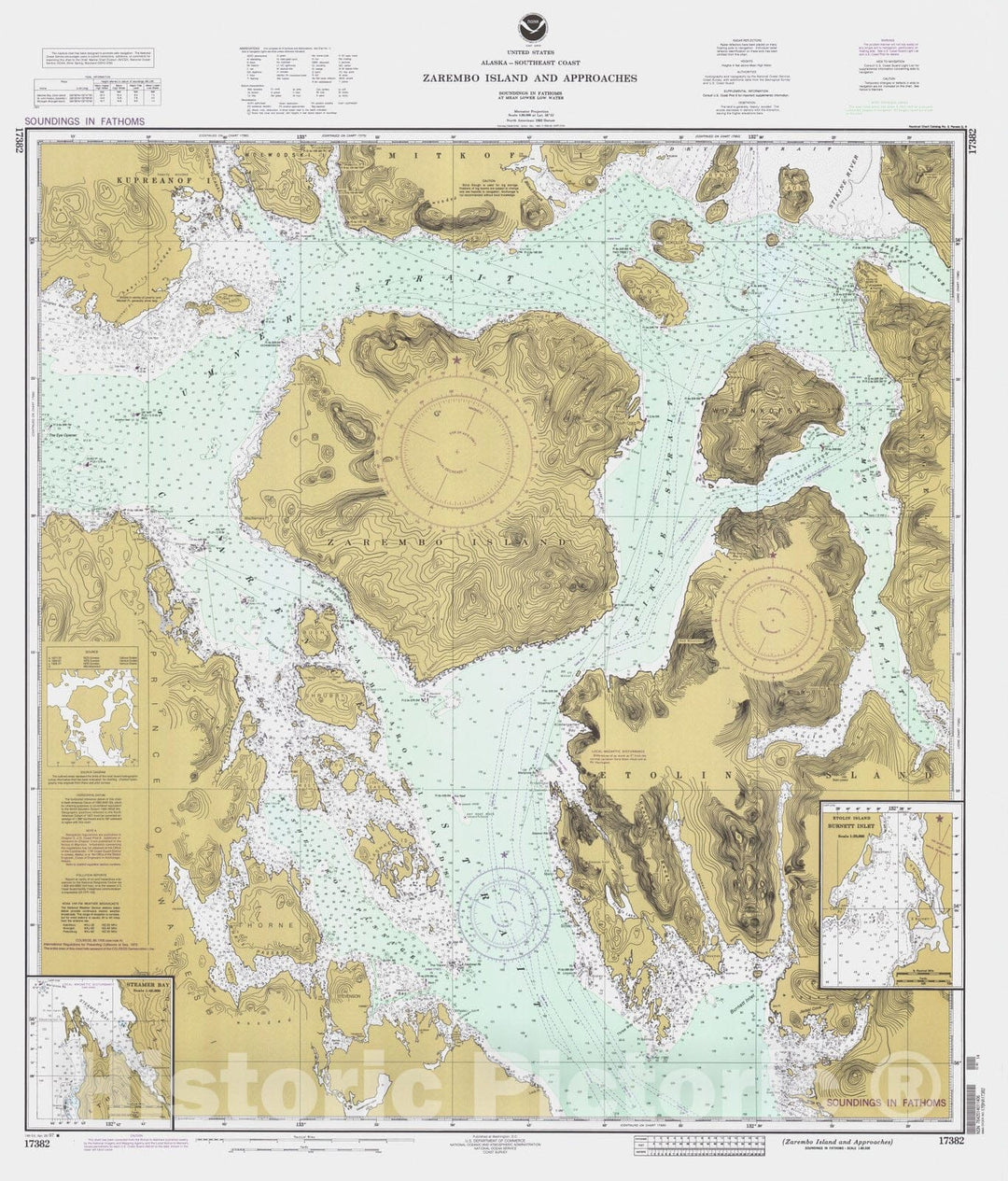 Historic Nautical Map - Zarembo Island And Approaches, AK, 1997 NOAA Chart - Vintage Wall Art