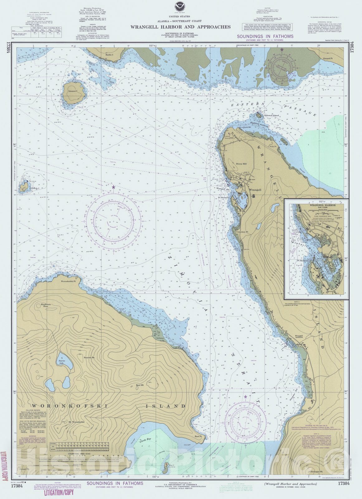 Historic Nautical Map - Wrangell Harbor And Approaches, AK, 1990 NOAA Chart - Vintage Wall Art