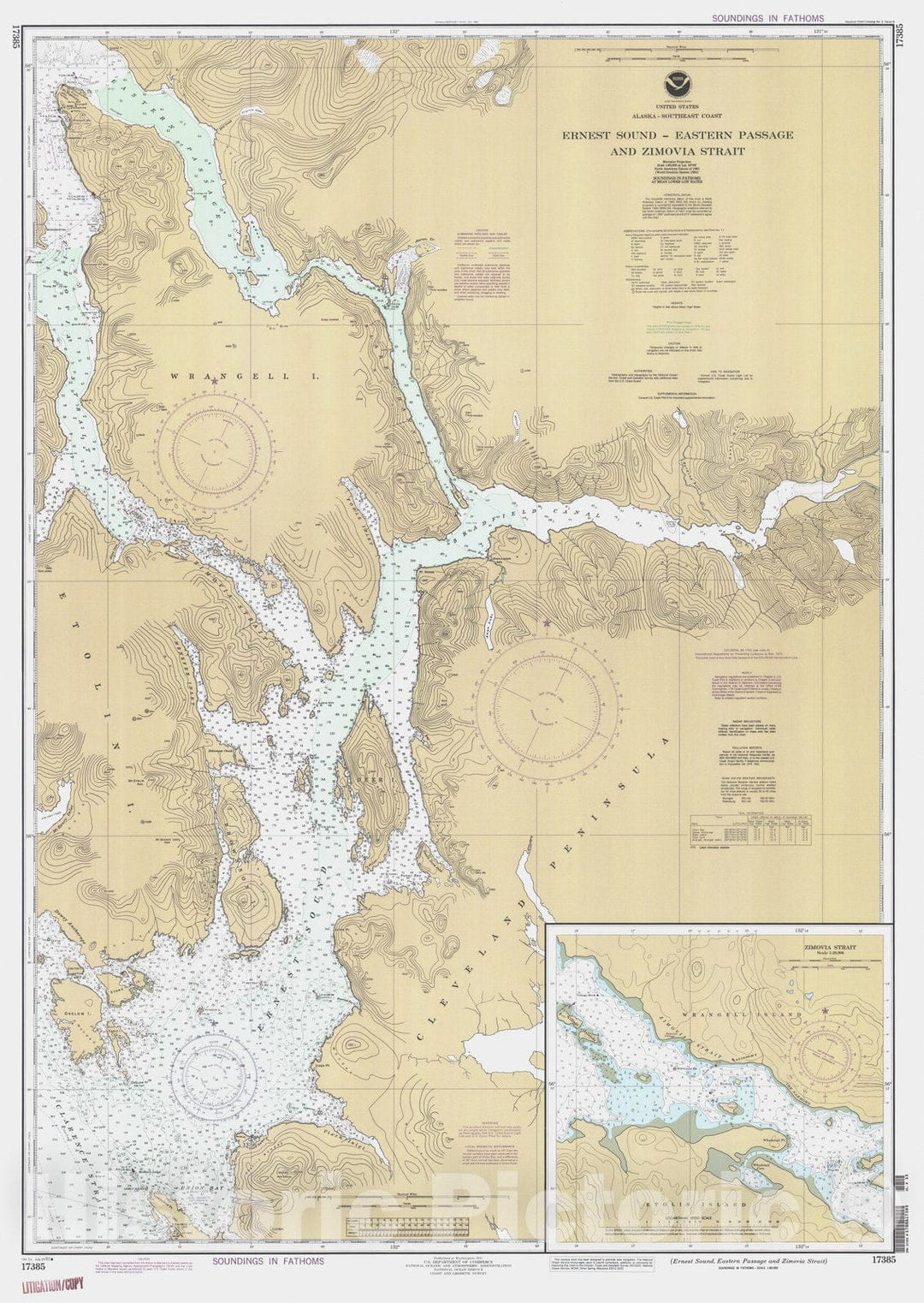 Historic Nautical Map - Ernest Sound Eastern Passage And Zimovia Strait, AK, 1993 NOAA Chart - Vintage Wall Art