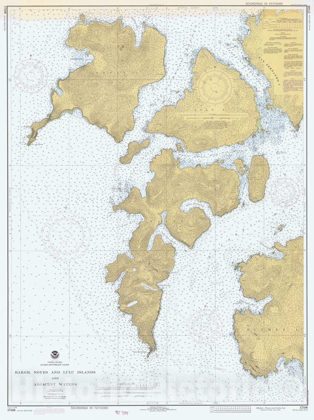 Historic Nautical Map - Baker Noyes And Lulu Is, AK, 1978 NOAA Chart - Vintage Wall Art