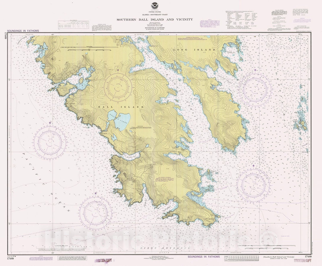 Historic Nautical Map - Southern Dall Island And Vicinity, AK, 1990 NOAA Chart - Vintage Wall Art