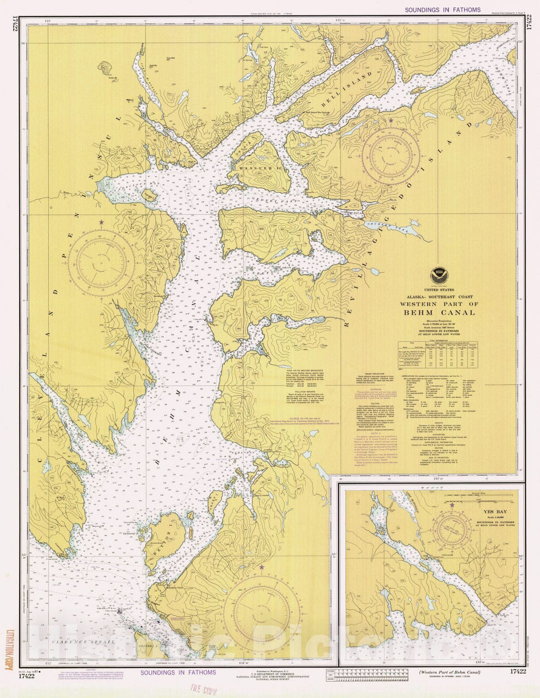 Historic Nautical Map - Western Part Of Behm Canal, AK, 1981 NOAA Chart - Vintage Wall Art