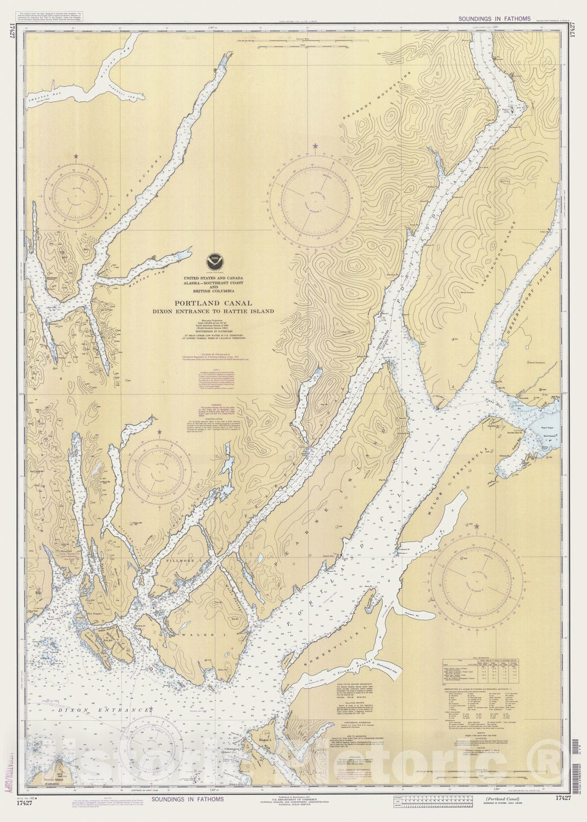 Historic Nautical Map - Portland Canal, AK, 1992 NOAA Chart - Vintage Wall Art