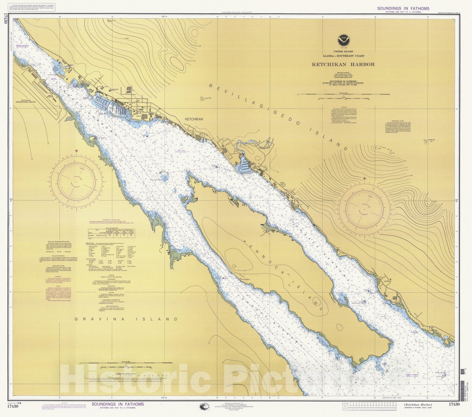 Historic Nautical Map - Ketchikan Harbor, AK, 1998 NOAA Chart - Vintage Wall Art