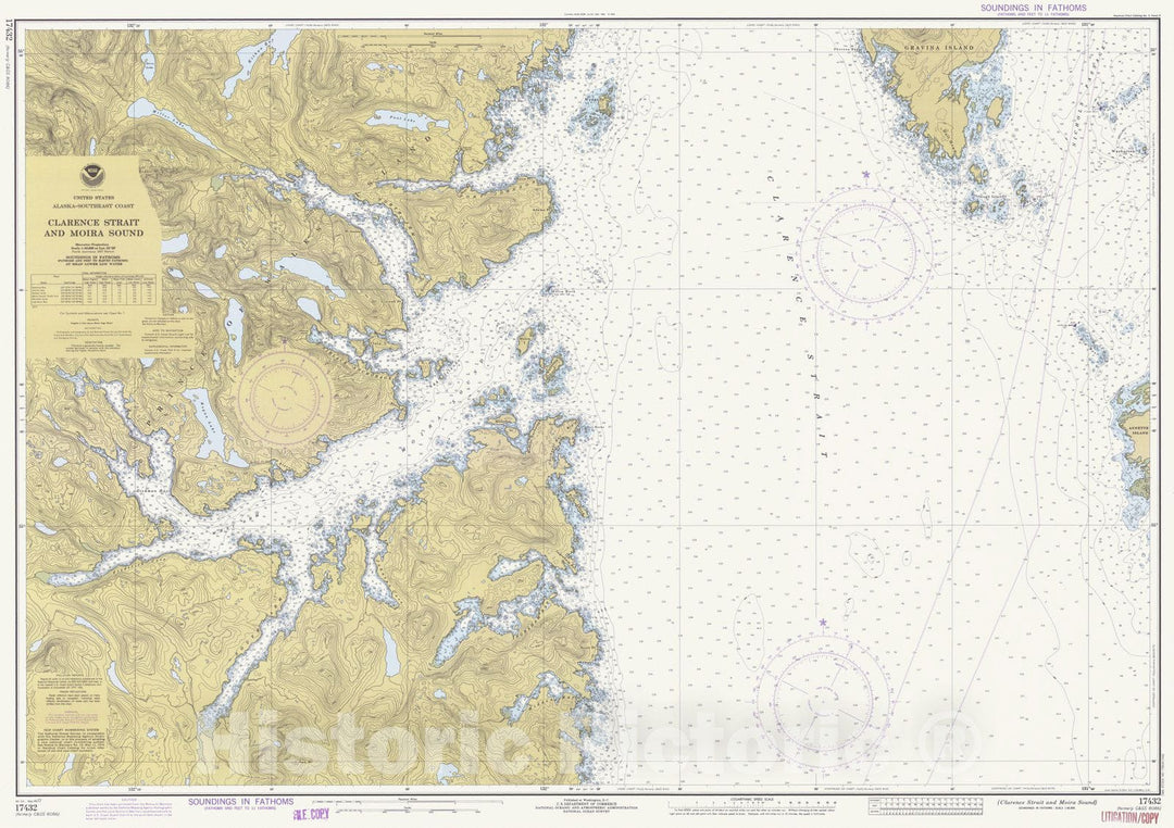 Historic Nautical Map - Clarence Strait And Moira Sound, AK, 1977 NOAA Chart - Vintage Wall Art