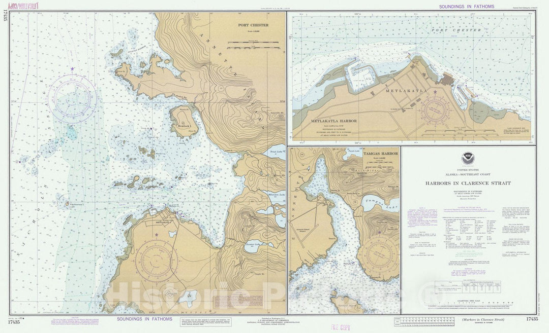 Historic Nautical Map - Harbors In Clarence Strait, AK, 1983 NOAA Chart - Vintage Wall Art