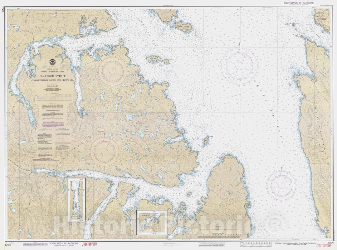 Historic Nautical Map - Clarence Strait Cholmondeley Sound And Skowl Arm, AK, 1989 NOAA Chart - Vintage Wall Art