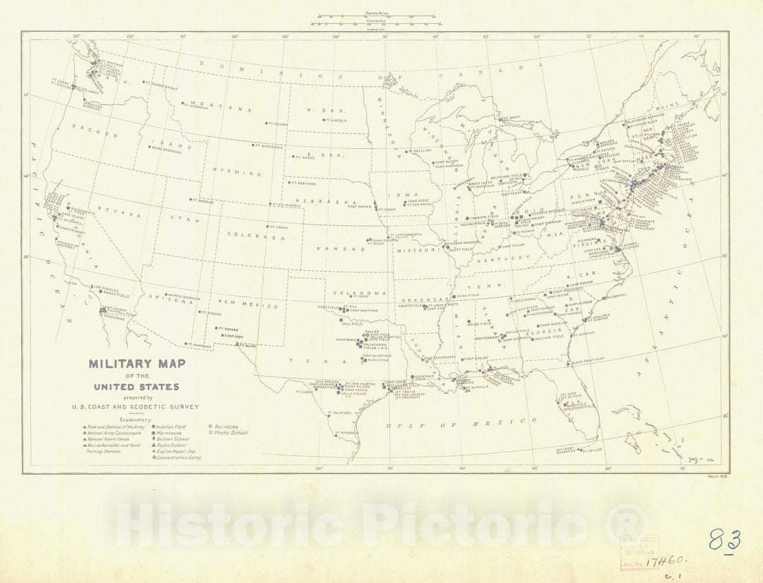 Historic Nautical Map - Military Map Of The United States, WA, 1926 NOAA Base Historic Nautical Map - Vintage Wall Art