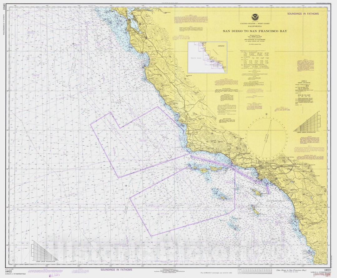 Historic Nautical Map - San Diego To San Francisco Bay, CA, 1978 NOAA Chart - Vintage Wall Art