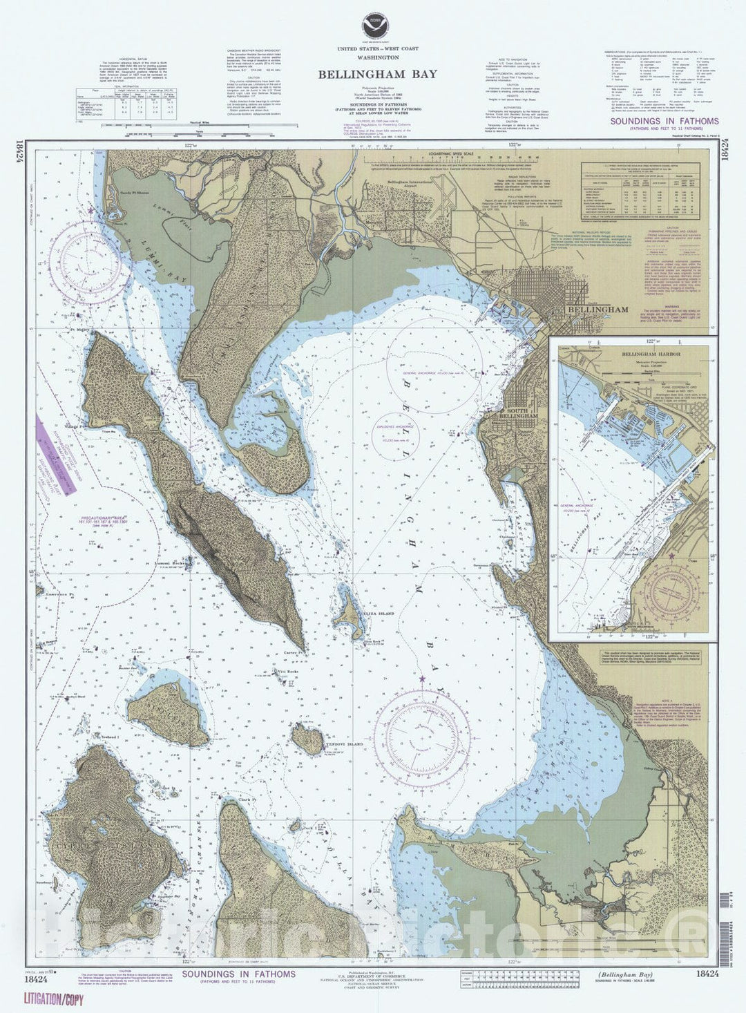 Historic Nautical Map - Bellingham Bay, WA, 1993 NOAA Chart - Vintage Wall Art