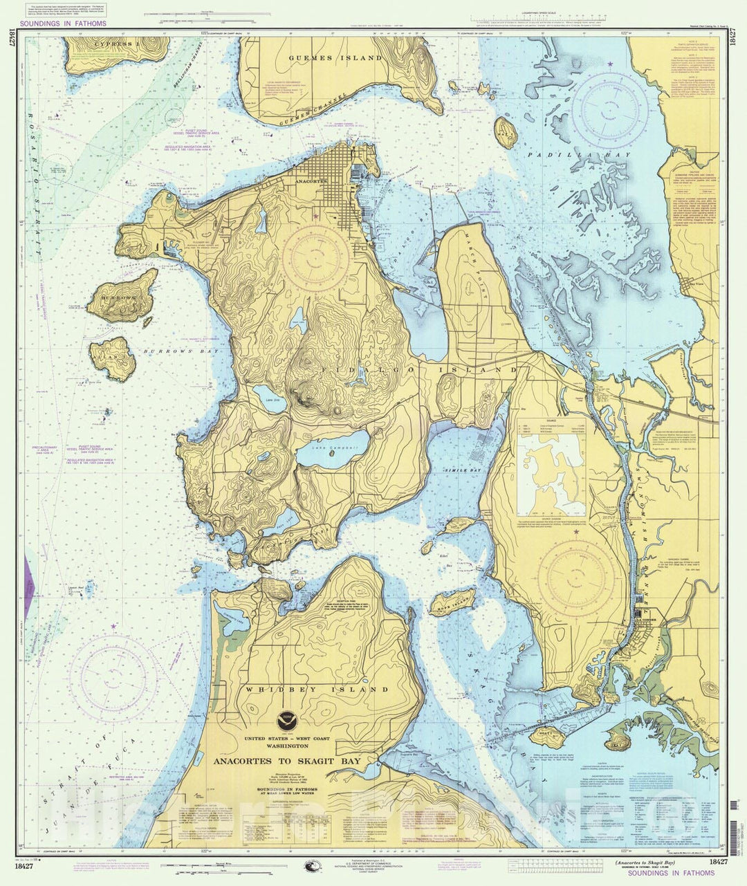 Historic Nautical Map - Anacortes To Skagit Bay, WA, 1998 NOAA Chart - Vintage Wall Art