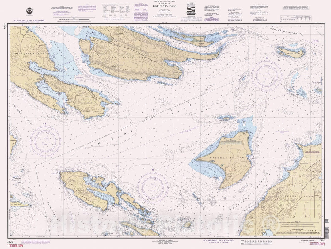 Historic Nautical Map - Boundary Pass, WA, 1992 NOAA Chart - Vintage Wall Art