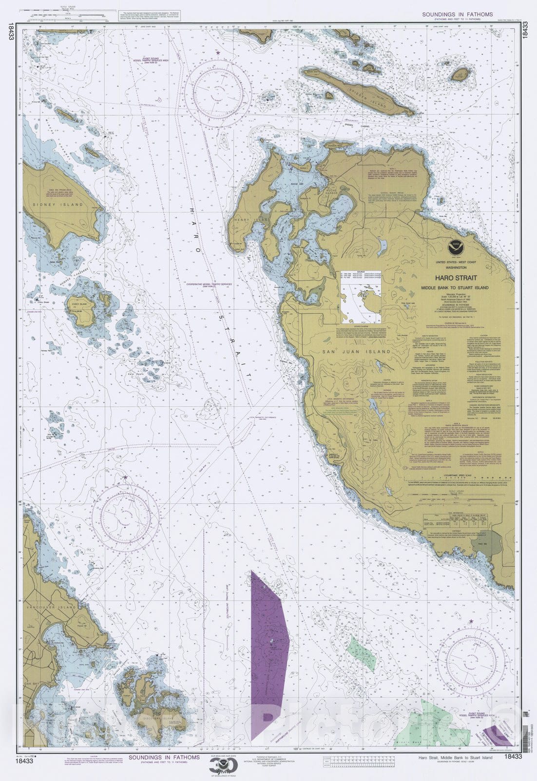 Historic Nautical Map - Haro Strait Middle Bank To Stuart Island, WA, 2000 NOAA Chart - Vintage Wall Art