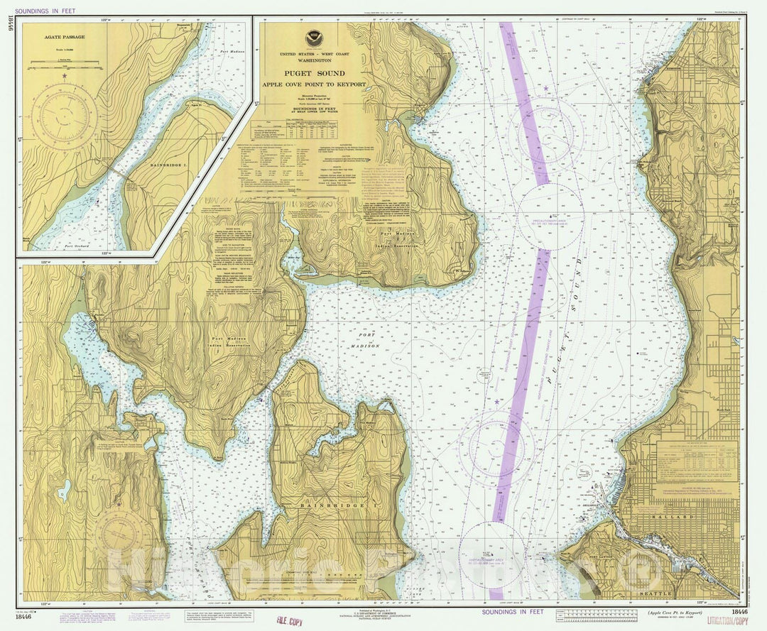 Historic Nautical Map - Apple Cove Pt To Keyport, WA, 1982 NOAA Chart - Vintage Wall Art