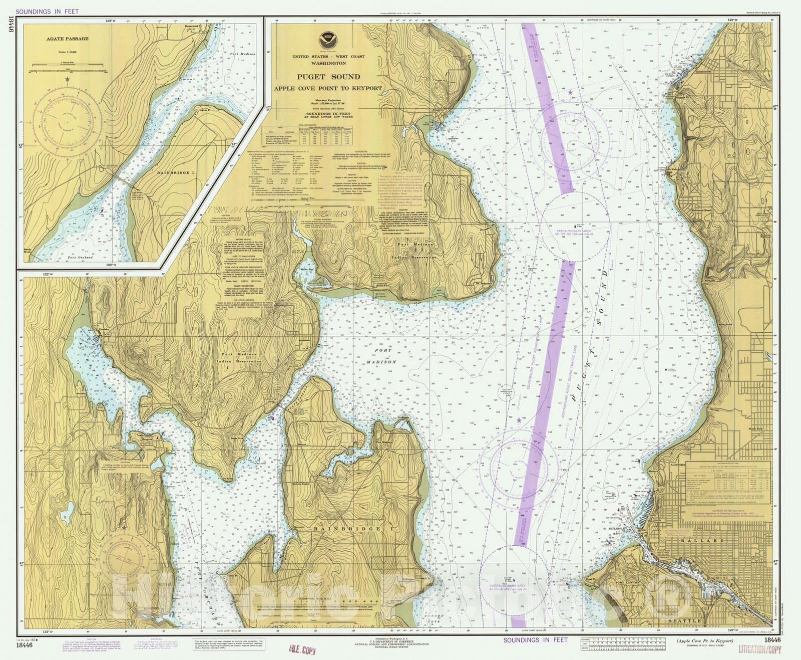 Historic Nautical Map - Apple Cove Pt To Keyport, WA, 1982 NOAA Chart - Vintage Wall Art